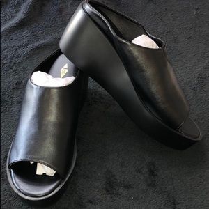 JOLIMALL Peep Toe Muffin Wedge Slippers